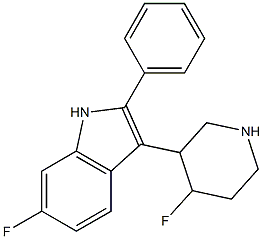 6-fluoro-3-(4-fluoropiperidin-3-yl)-2-phenyl-1H-indole Struktur