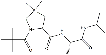 N-(3,3-dimethyl-1-pivaloyl-1-aza-3-sila-5-cyclopentylcarbonyl)alanine isopropylamide Struktur