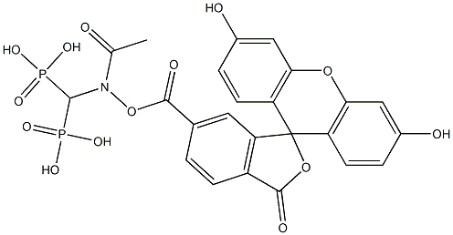 (fluorescein-6-carbonyloxy)acetoaminomethylene bisphosphonic acid Struktur