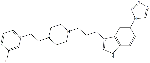 1-(3-(5-(1,2,4-triazol-4-yl)-1H-indol-3-yl)propyl)-4-(2-(3-fluorophenyl)ethyl)piperazine Struktur