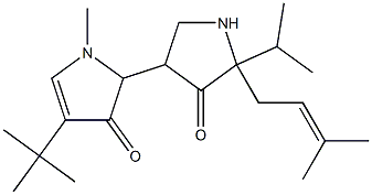 4-(4-tert-butyl-2,3-dihydro-1-methyl-3-oxopyrrol-2-yl)-2-isopropyl-2-(3-methyl-2-buten-1-yl)-3(2H)-pyrrolinone Struktur