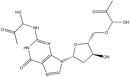 N-bis(1-hydroxy-2-oxopropyl)-2'-deoxyguanosine Struktur