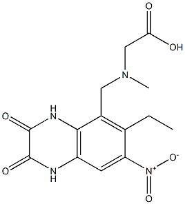 ((6-ethyl-7-nitro-2,3-dioxo-1,2,3,4-tetrahydroquinoxalin-5-ylmethyl)methylamino)acetic acid Struktur