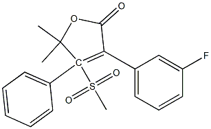 5,5-dimethyl-3-(3-fluorophenyl)-4-(4-methylsulfonyl)phenyl-2(5H)-furanone Struktur