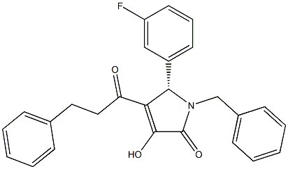 (5S)-1-benzyl-5-(3-fluorophenyl)-3-hydroxy-4-(3-phenylpropanoyl)-5H-pyrrol-2-one Struktur