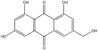 1,6,8-trihydroxy-3-(hydroxymethyl)anthracene-9,10-dione Struktur