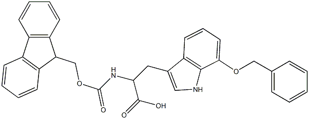 2-{[(9H-fluoren-9-ylmethoxy)carbonyl]amino}-3-[7-(benzyloxy)-1H-indol-3-yl]propanoic acid Struktur