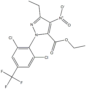 1-[2,6-DICHLORO-4-(TRIFLUOROMETHYL)PHENYL]-3-ETHYL-4-NITRO-1H-PYRAZOLE-5-CARBOXYLICACIDETHYLESTER Struktur