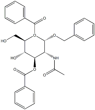 BENZYL 2-ACETAMIDO-3,5-DI-O-BENZOYL-2-DEOXY-ALPHA-D-GLUCOPYRANOSIDE Struktur