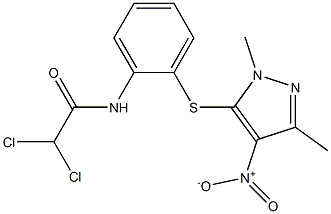 N1-{2-[(1,3-dimethyl-4-nitro-1H-pyrazol-5-yl)thio]phenyl}-2,2-dichloroacetamide Struktur