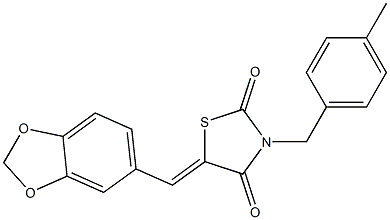 5-[(E)-1,3-benzodioxol-5-ylmethylidene]-3-(4-methylbenzyl)-1,3-thiazolane-2,4-dione Struktur