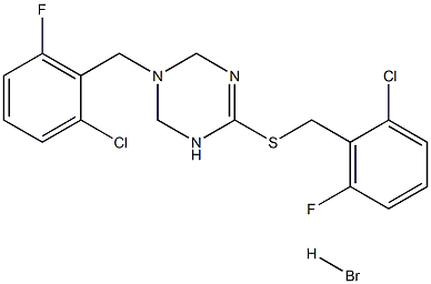 3-(2-chloro-6-fluorobenzyl)-6-[(2-chloro-6-fluorobenzyl)thio]-1,2,3,4-tetrahydro-1,3,5-triazine hydrobromide Struktur