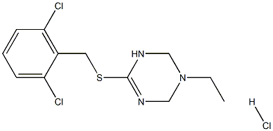 6-[(2,6-dichlorobenzyl)thio]-3-ethyl-1,2,3,4-tetrahydro-1,3,5-triazine hydrochloride Struktur