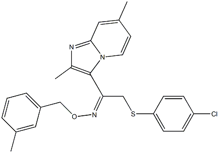 2-[(4-chlorophenyl)sulfanyl]-1-(2,7-dimethylimidazo[1,2-a]pyridin-3-yl)-1-ethanone O-(3-methylbenzyl)oxime Struktur