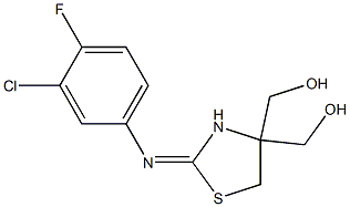 [2-[(3-chloro-4-fluorophenyl)imino]-4-(hydroxymethyl)-1,3-thiazolan-4-yl]methanol Struktur