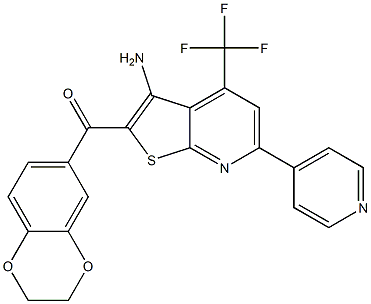 [3-amino-6-(4-pyridinyl)-4-(trifluoromethyl)thieno[2,3-b]pyridin-2-yl](2,3-dihydro-1,4-benzodioxin-6-yl)methanone Struktur