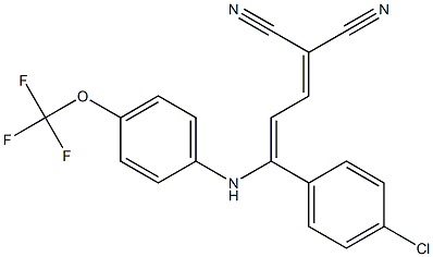 2-{3-(4-chlorophenyl)-3-[4-(trifluoromethoxy)anilino]prop-2-enylidene}malon onitrile Struktur