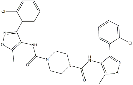 N1,N4-di[3-(2-chlorophenyl)-5-methylisoxazol-4-yl]piperazine-1,4-dicarboxam ide Struktur