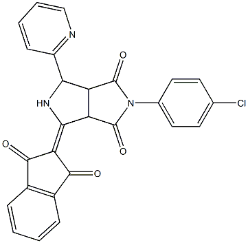 2-(4-chlorophenyl)-4-(1,3-dioxo-1,3-dihydro-2H-inden-2-yliden)-6-(2-pyridinyl)tetrahydropyrrolo[3,4-c]pyrrole-1,3(2H,3aH)-dione Struktur