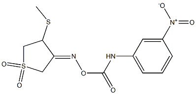 3-(methylsulfanyl)-4-({[(3-nitroanilino)carbonyl]oxy}imino)tetrahydro-1H-1lambda~6~-thiophene-1,1-dione Struktur