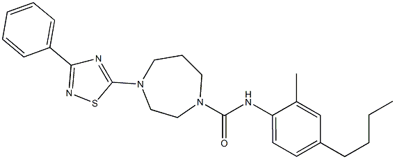 N1-(4-butyl-2-methylphenyl)-4-(3-phenyl-1,2,4-thiadiazol-5-yl)-1,4-diazepane-1-carboxamide Struktur