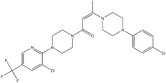 3-[4-(4-chlorophenyl)piperazino]-1-{4-[3-chloro-5-(trifluoromethyl)-2-pyridinyl]piperazino}-2-buten-1-one Struktur