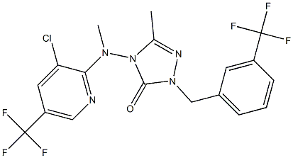 4-[[3-chloro-5-(trifluoromethyl)-2-pyridinyl](methyl)amino]-5-methyl-2-[3-(trifluoromethyl)benzyl]-2,4-dihydro-3H-1,2,4-triazol-3-one Struktur