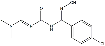 N-[(4-chlorophenyl)(hydroxyimino)methyl]-N'-[(dimethylamino)methylidene]ure a Struktur