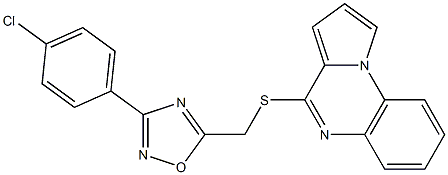 3-(4-chlorophenyl)-5-[(pyrrolo[1,2-a]quinoxalin-4-ylthio)methyl]-1,2,4-oxadiazole Struktur