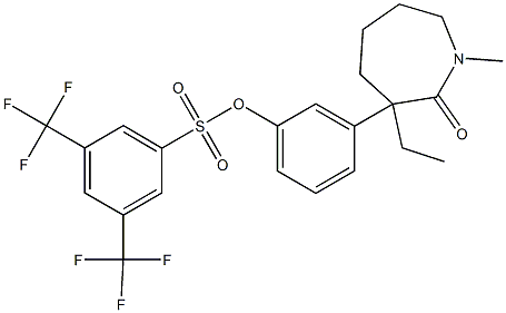 3-(3-ethyl-1-methyl-2-oxoazepan-3-yl)phenyl 3,5-di(trifluoromethyl)benzene-1-sulfonate Struktur