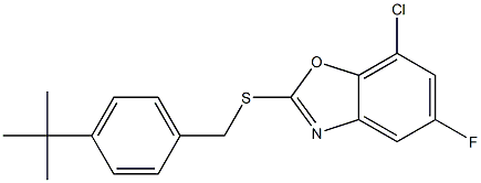 2-{[4-(tert-butyl)benzyl]sulfanyl}-7-chloro-5-fluoro-1,3-benzoxazole Struktur