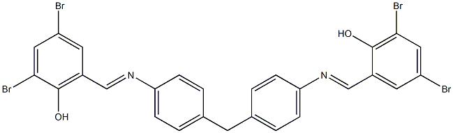 2,4-dibromo-6-{[(4-{4-[(3,5-dibromo-2-hydroxybenzylidene)amino]benzyl}phenyl)imino]methyl}phenol Struktur