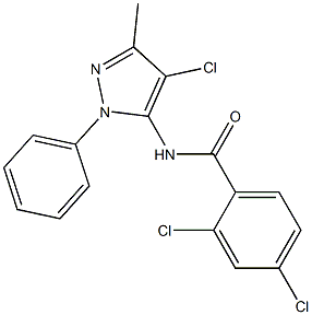 2,4-dichloro-N-(4-chloro-3-methyl-1-phenyl-1H-pyrazol-5-yl)benzamide Struktur