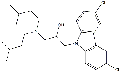 1-(3,6-dichloro-9H-carbazol-9-yl)-3-(diisopentylamino)propan-2-ol Struktur