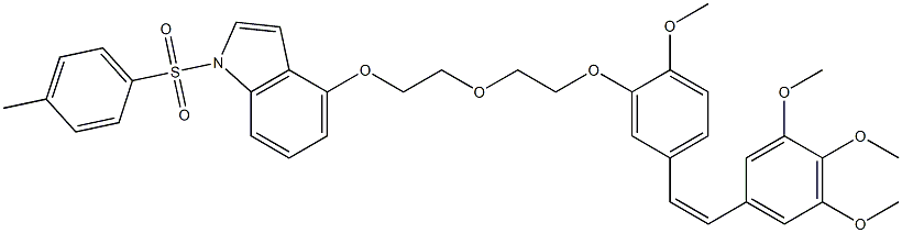 2,3-dimethoxy-5-[(Z)-2-(4-methoxy-3-{2-[2-({1-[(4-methylphenyl)sulfonyl]-1H-indol-4-yl}oxy)ethoxy]ethoxy}phenyl)ethenyl]phenyl methyl ether Struktur