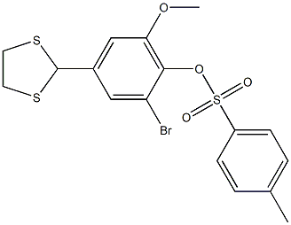 2-bromo-4-(1,3-dithiolan-2-yl)-6-methoxyphenyl 4-methylbenzene-1-sulfonate Struktur