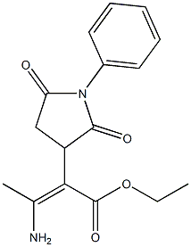 ethyl 3-amino-2-(2,5-dioxo-1-phenyltetrahydro-1H-pyrrol-3-yl)but-2-enoate Struktur