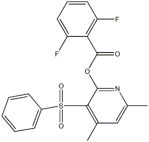 4,6-dimethyl-3-(phenylsulfonyl)-2-pyridinyl 2,6-difluorobenzenecarboxylate Struktur