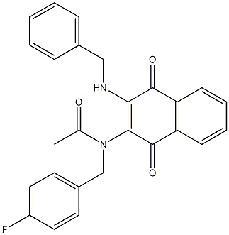 N-[3-(benzylamino)-1,4-dioxo-1,4-dihydro-2-naphthalenyl]-N-(4-fluorobenzyl)acetamide Struktur