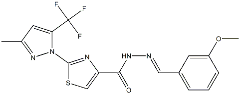 N'-[(3-methoxyphenyl)methylene]-2-[3-methyl-5-(trifluoromethyl)-1H-pyrazol-1-yl]-1,3-thiazole-4-carbohydrazide Struktur