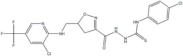 N-(4-chlorophenyl)-2-{[5-({[3-chloro-5-(trifluoromethyl)-2-pyridinyl]amino}methyl)-4,5-dihydro-3-isoxazolyl]carbonyl}-1-hydrazinecarbothioamide Struktur