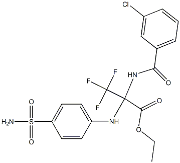 ethyl 2-[4-(aminosulfonyl)anilino]-2-[(3-chlorobenzoyl)amino]-3,3,3-trifluoropropanoate Struktur