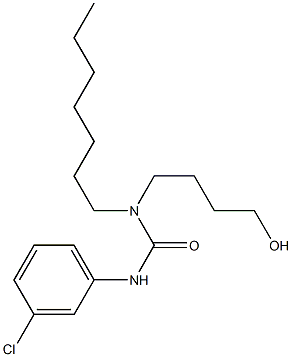 N'-(3-chlorophenyl)-N-heptyl-N-(4-hydroxybutyl)urea Struktur