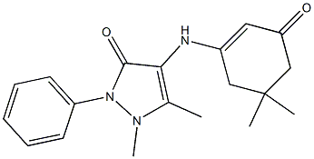 4-[(5,5-dimethyl-3-oxo-1-cyclohexenyl)amino]-1,5-dimethyl-2-phenyl-1,2-dihydro-3H-pyrazol-3-one Struktur