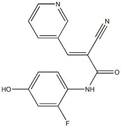 2-cyano-N-(2-fluoro-4-hydroxyphenyl)-3-(3-pyridinyl)acrylamide Struktur