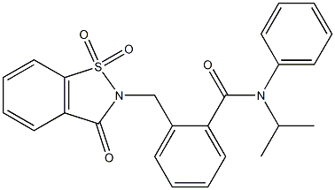 N-isopropyl-N-phenyl-2-[(1,1,3-trioxo-1,3-dihydro-2H-1,2-benzisothiazol-2-yl)methyl]benzenecarboxamide Struktur