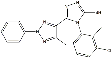 4-(3-chloro-2-methylphenyl)-5-(5-methyl-2-phenyl-2H-1,2,3-triazol-4-yl)-4H-1,2,4-triazole-3-thiol Struktur