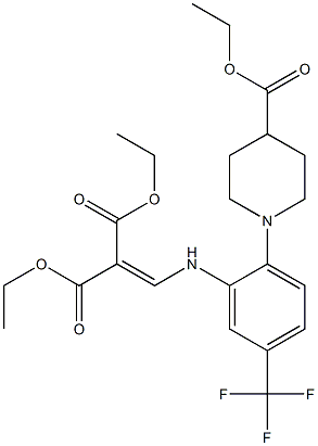 diethyl 2-{[2-[4-(ethoxycarbonyl)piperidino]-5-(trifluoromethyl)anilino]methylidene}malonate Struktur