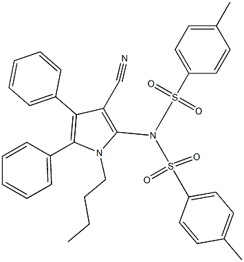 N-(1-butyl-3-cyano-4,5-diphenyl-1H-pyrrol-2-yl)-4-methyl-N-[(4-methylphenyl)sulfonyl]benzenesulfonamide Struktur