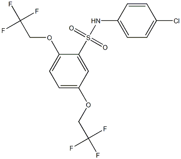 N1-(4-chlorophenyl)-2,5-di(2,2,2-trifluoroethoxy)benzene-1-sulfonamide Struktur